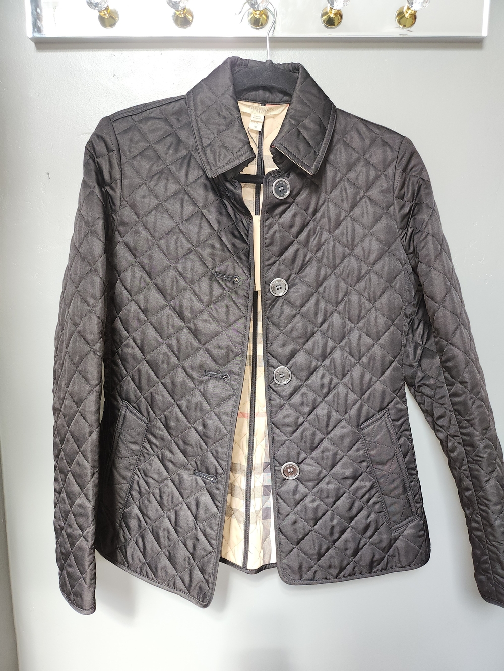Burberry Quilted Brown Utility Jacket with Signature Check Lining